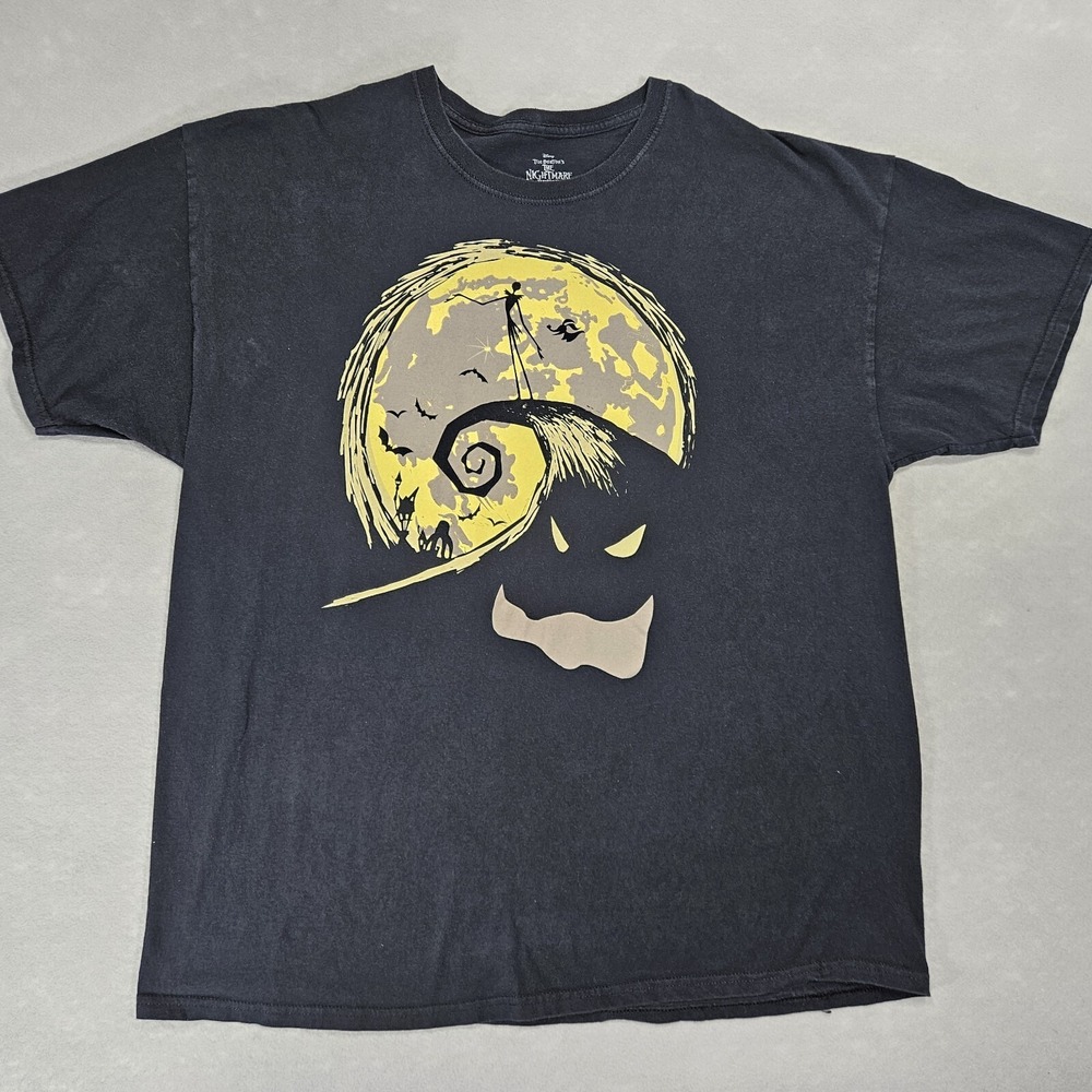 Jack Skellington T Shirt Adult 2XL Black Graphic Nightmare Before Xmas Hilltop